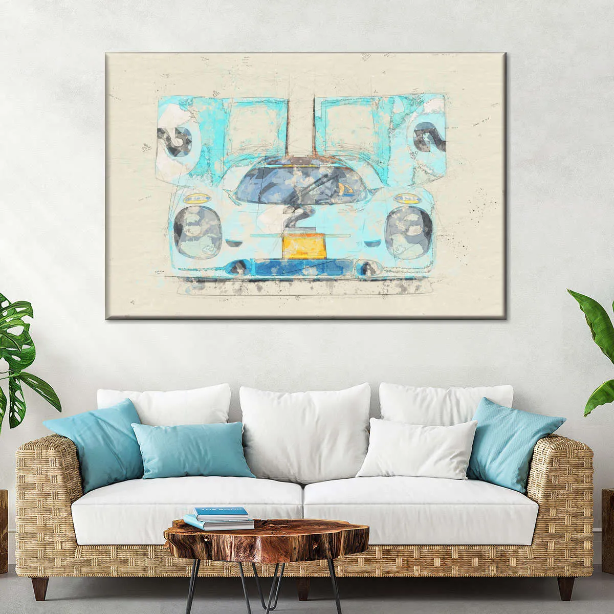 1971 Porsche 917K Race Car Front View Drawing Wall Art