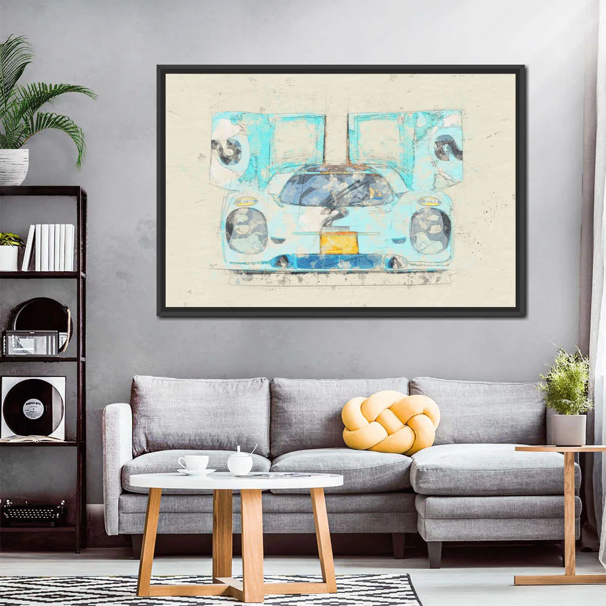 1971 Porsche 917K Race Car Front View Drawing Wall Art