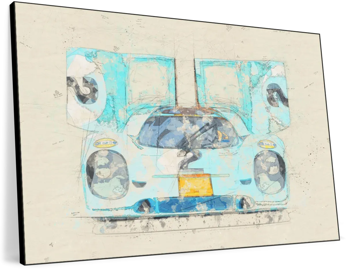 1971 Porsche 917K Race Car Front View Drawing Wall Art