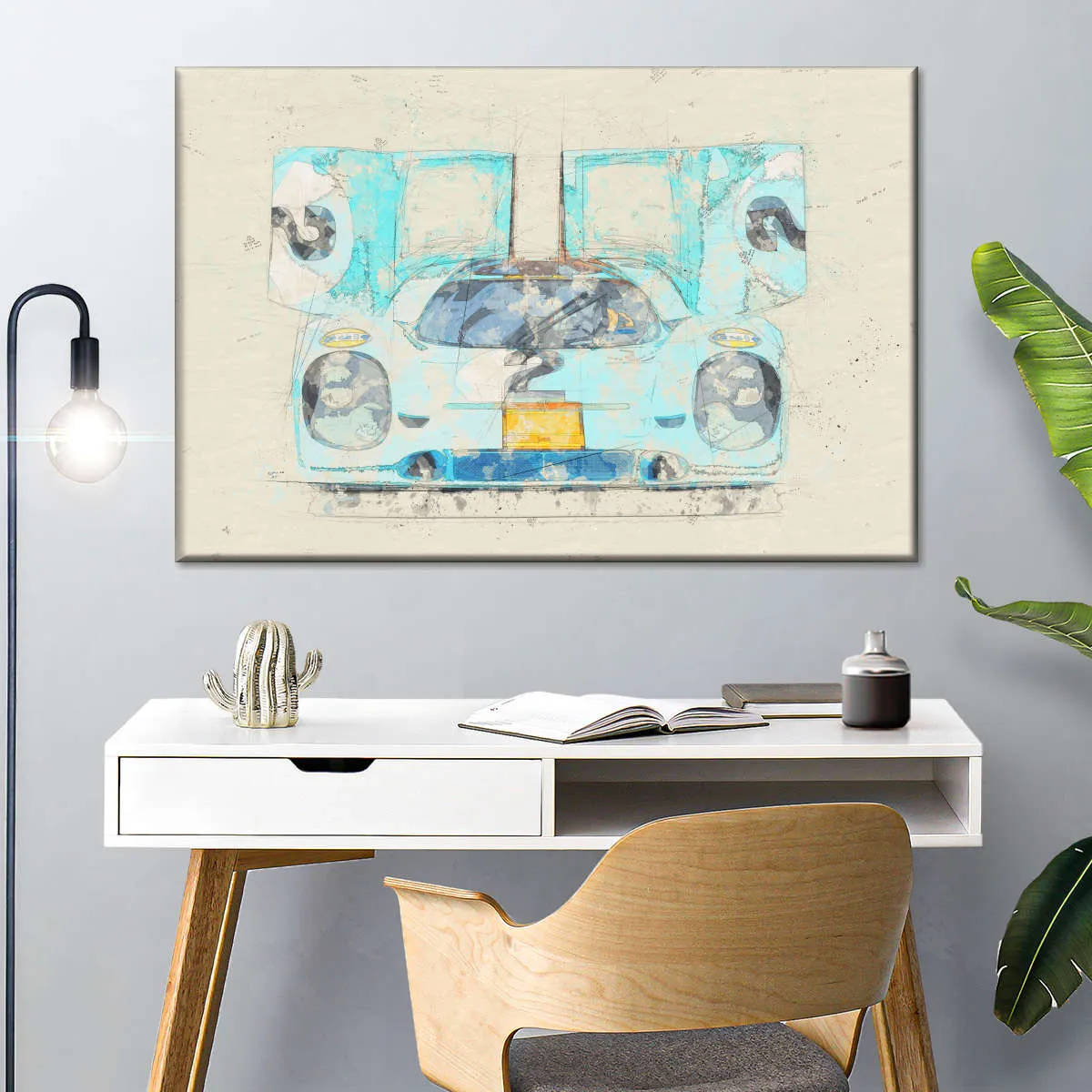 1971 Porsche 917K Race Car Front View Drawing Wall Art
