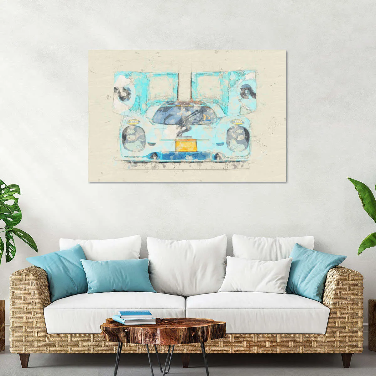 1971 Porsche 917K Race Car Front View Drawing Wall Art