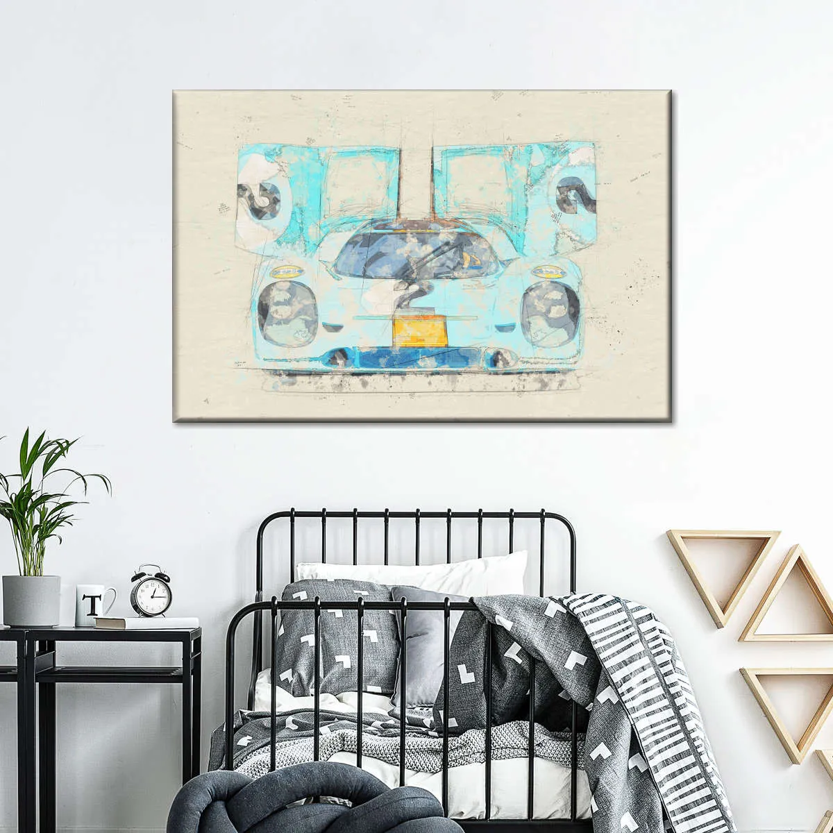 1971 Porsche 917K Race Car Front View Drawing Wall Art