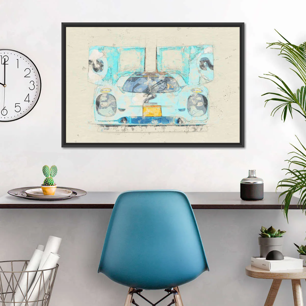 1971 Porsche 917K Race Car Front View Drawing Wall Art