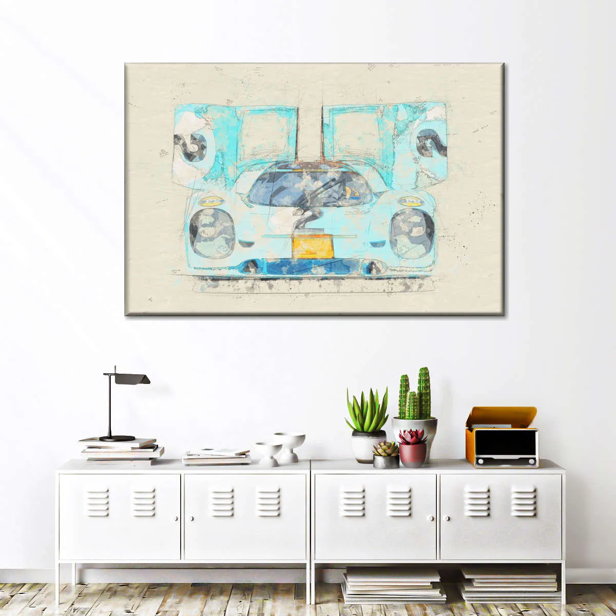 1971 Porsche 917K Race Car Front View Drawing Wall Art