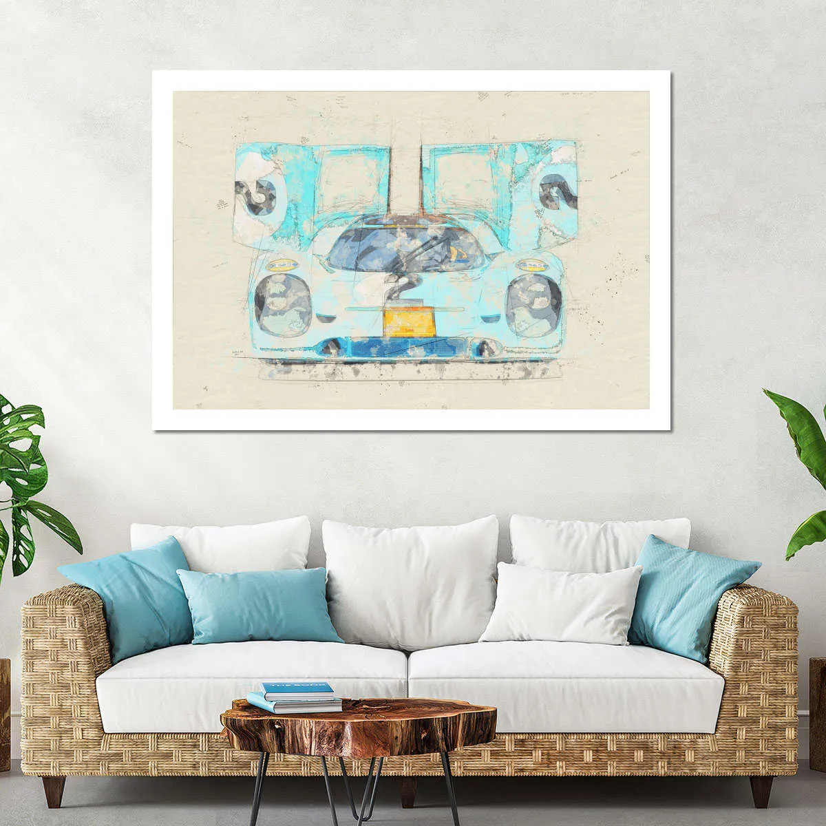 1971 Porsche 917K Race Car Front View Drawing Wall Art