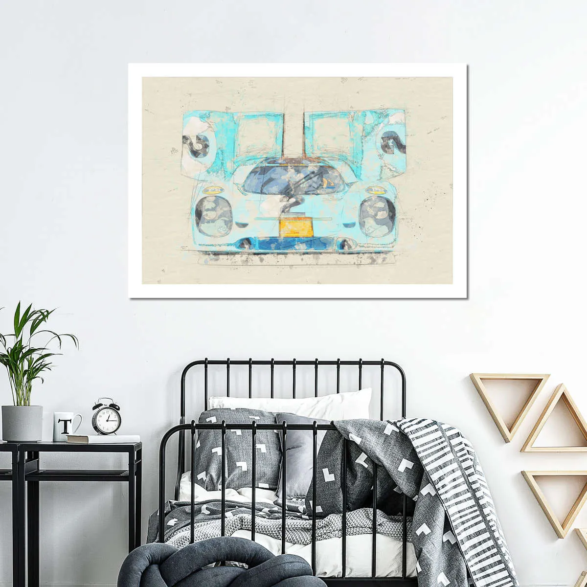 1971 Porsche 917K Race Car Front View Drawing Wall Art