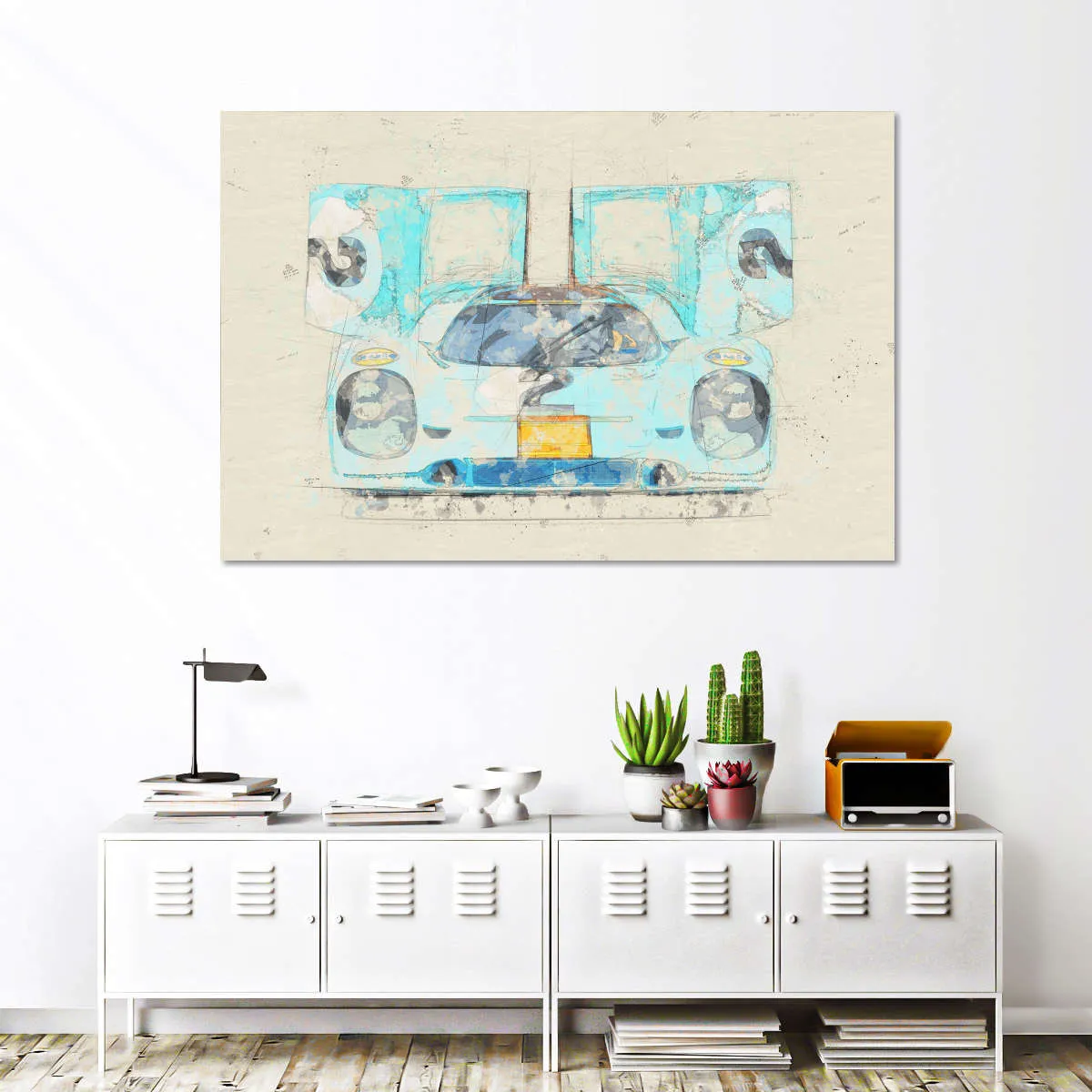 1971 Porsche 917K Race Car Front View Drawing Wall Art
