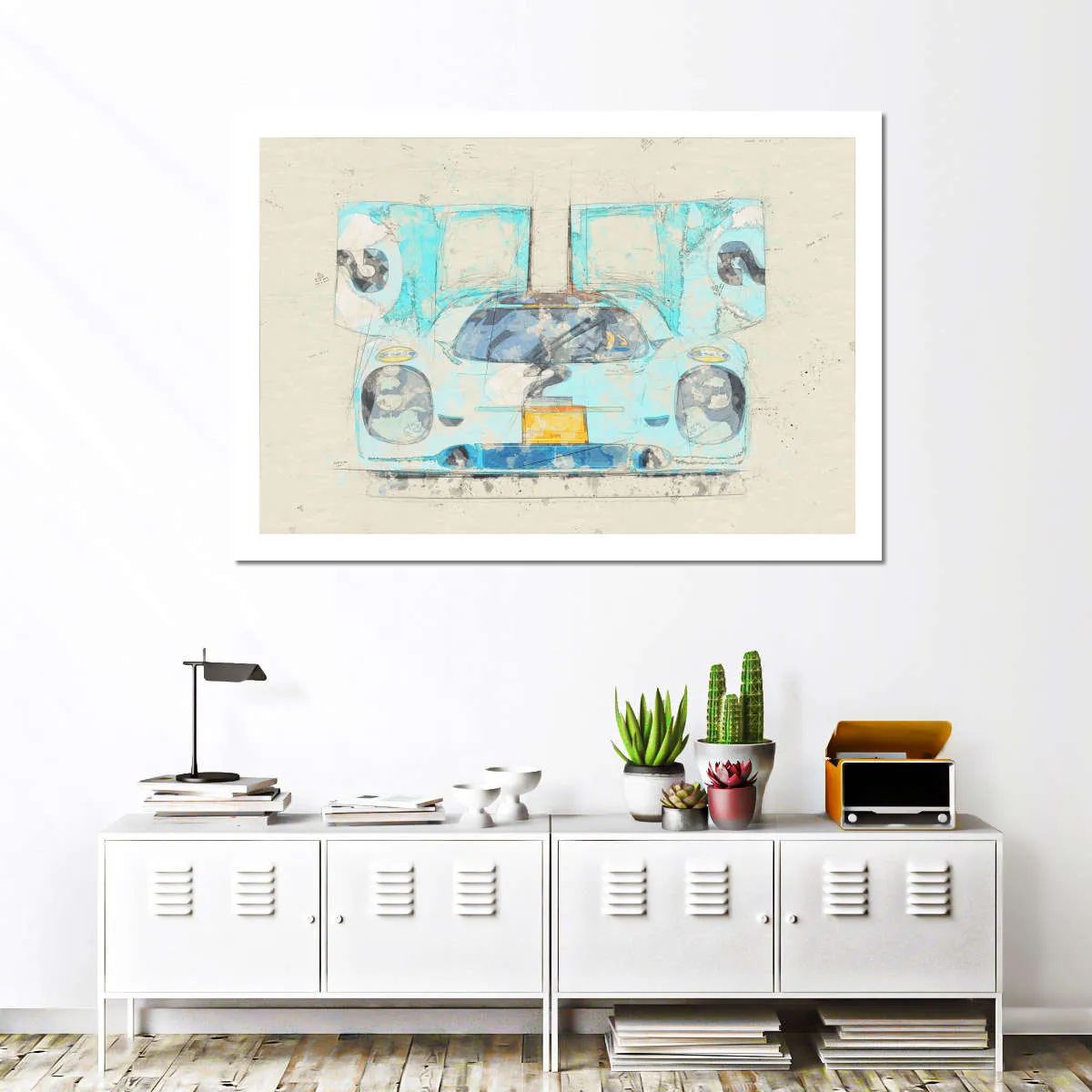 1971 Porsche 917K Race Car Front View Drawing Wall Art