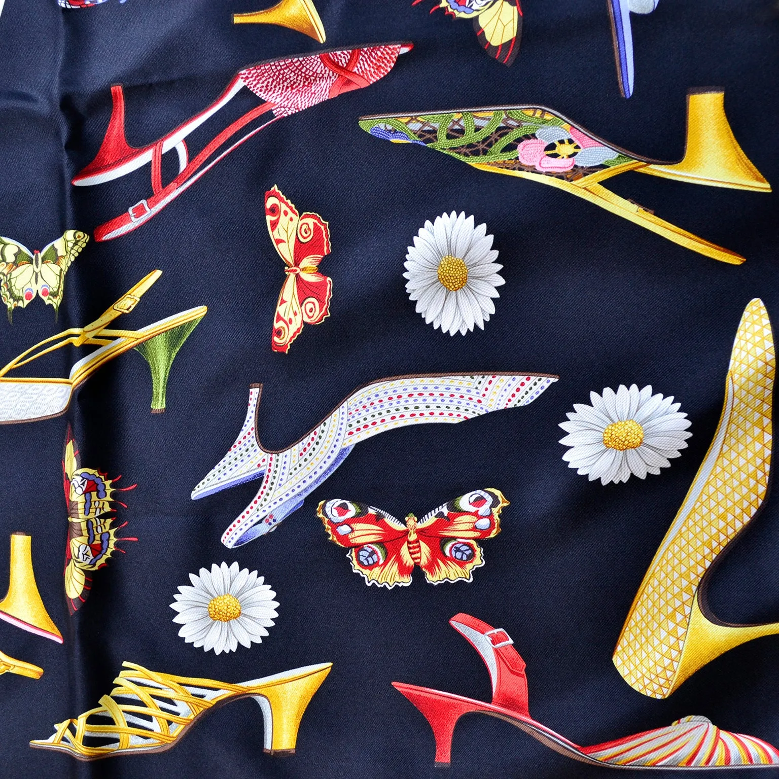 1980s Salvatore Ferragamo Vintage Novelty Shoe Print Silk Scarf