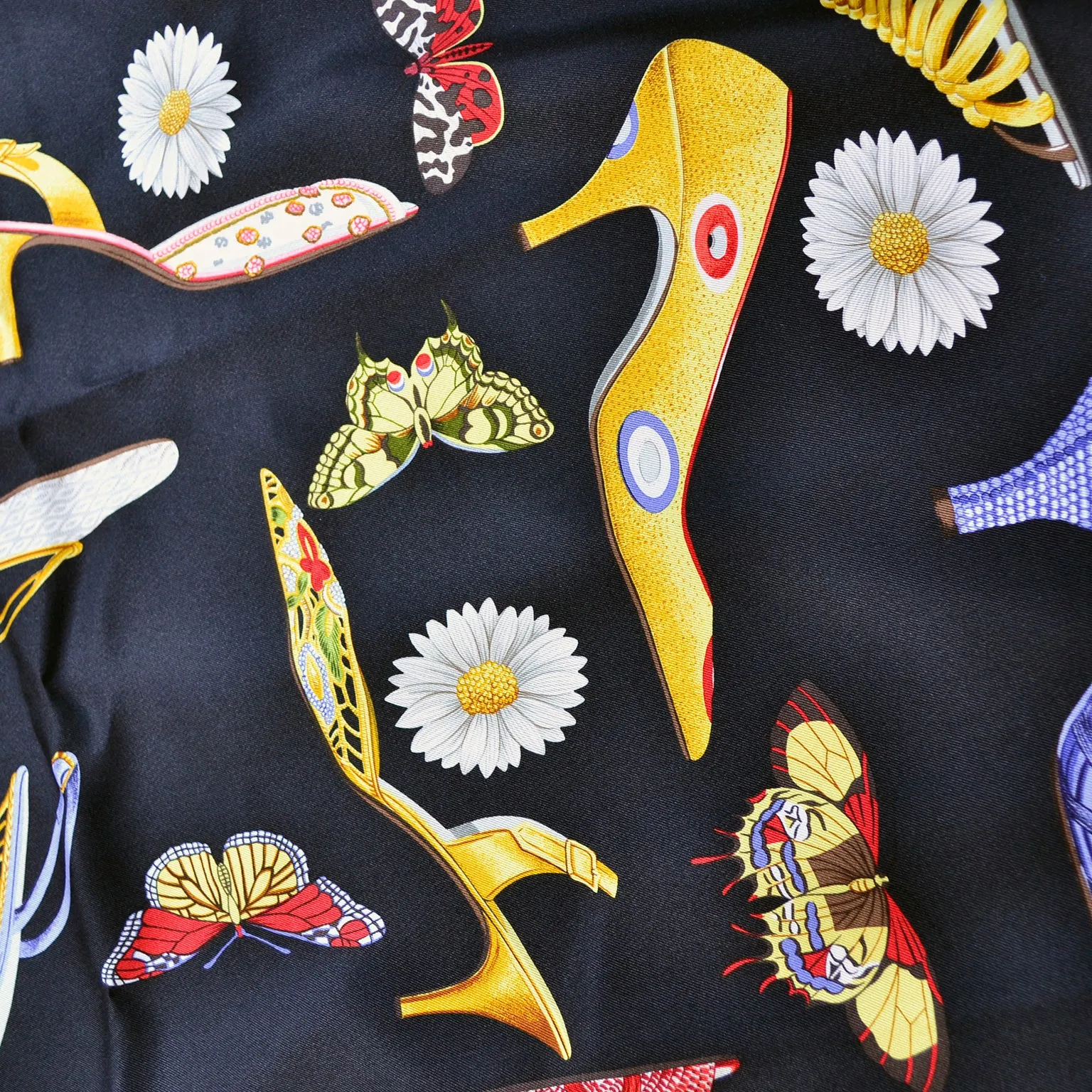 1980s Salvatore Ferragamo Vintage Novelty Shoe Print Silk Scarf
