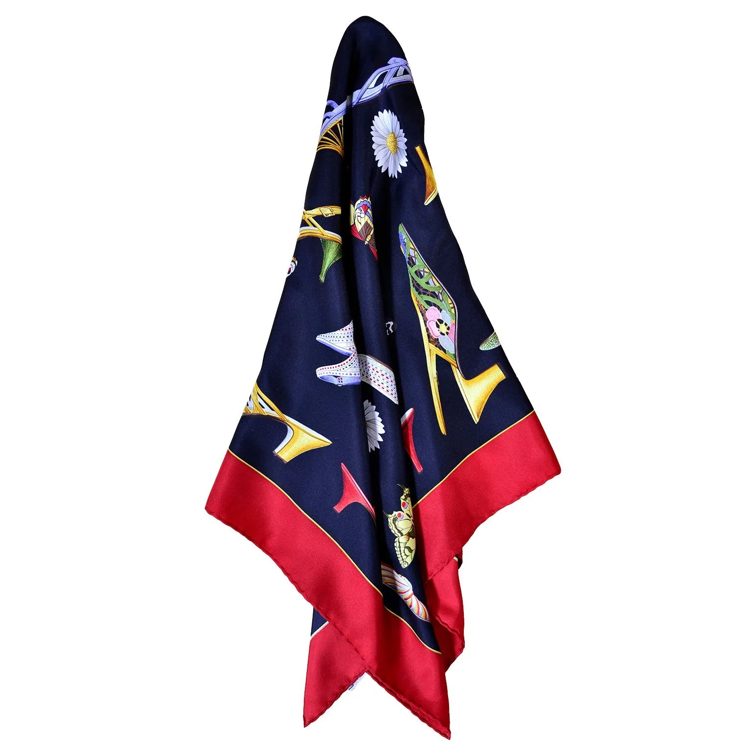 1980s Salvatore Ferragamo Vintage Novelty Shoe Print Silk Scarf