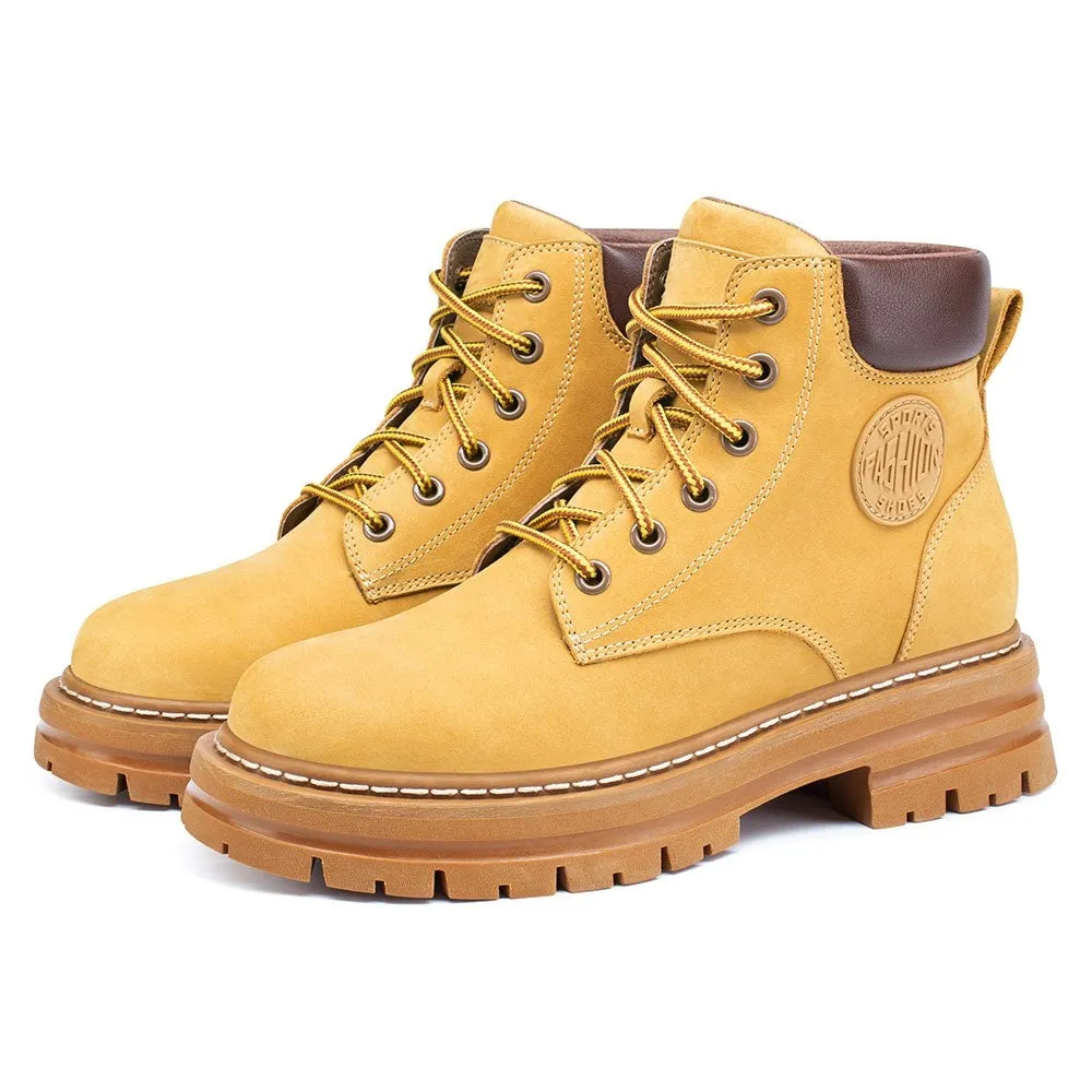 7 CM / 2.76 Inches CMR CHAMARIPA Khaki Women's Outdoor Martin Height Increasing Boots For Women