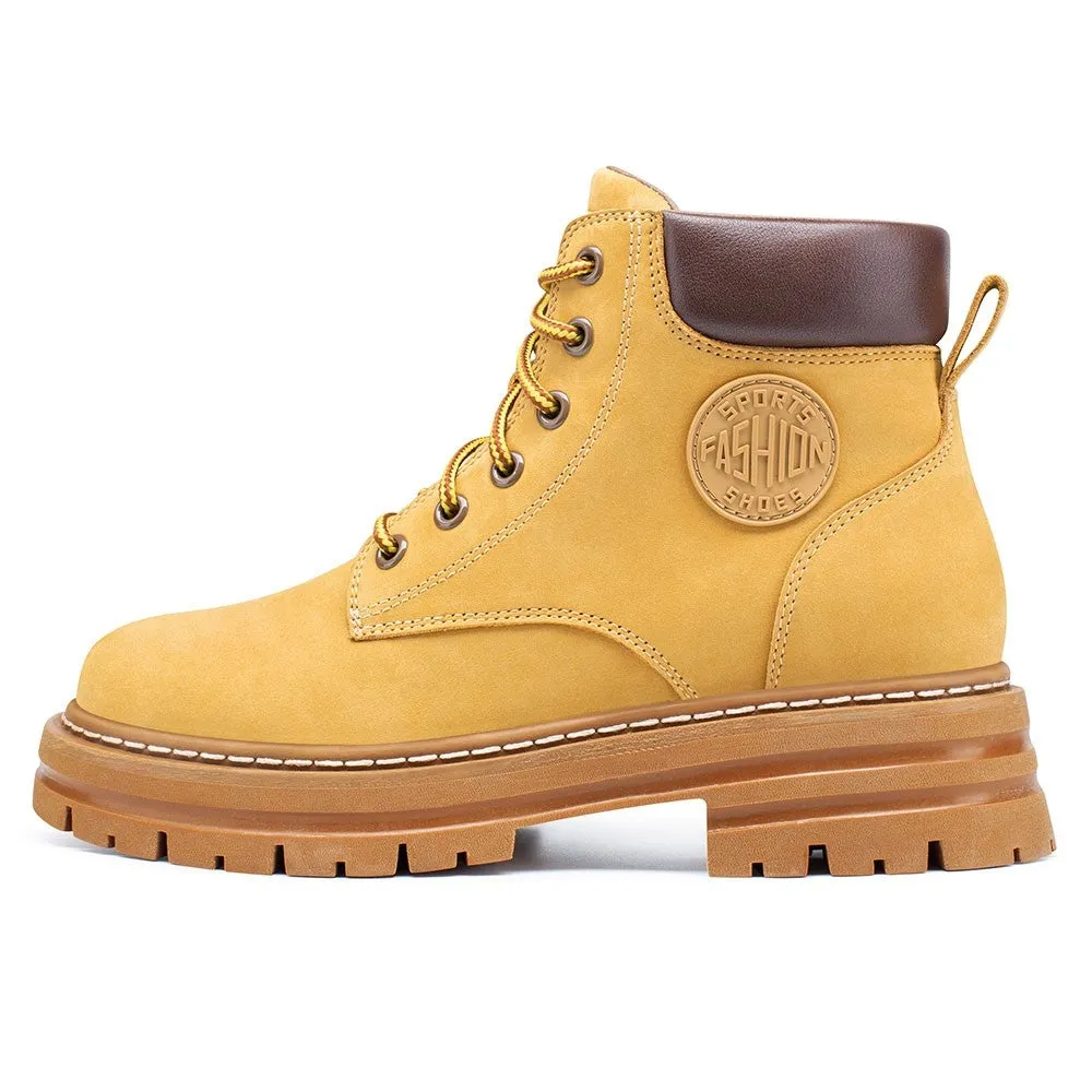 7 CM / 2.76 Inches CMR CHAMARIPA Khaki Women's Outdoor Martin Height Increasing Boots For Women