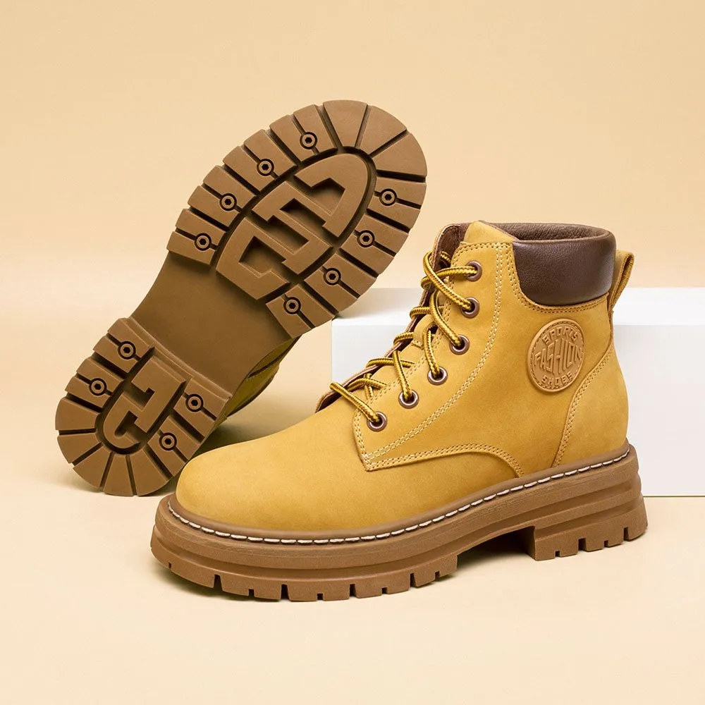 7 CM / 2.76 Inches CMR CHAMARIPA Khaki Women's Outdoor Martin Height Increasing Boots For Women