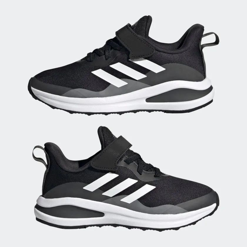 ADIDAS KIDS FORTARUN ELASTIC LACE TOP STRAP RUNNING SHOES - Core Black / Cloud White / Grey Six