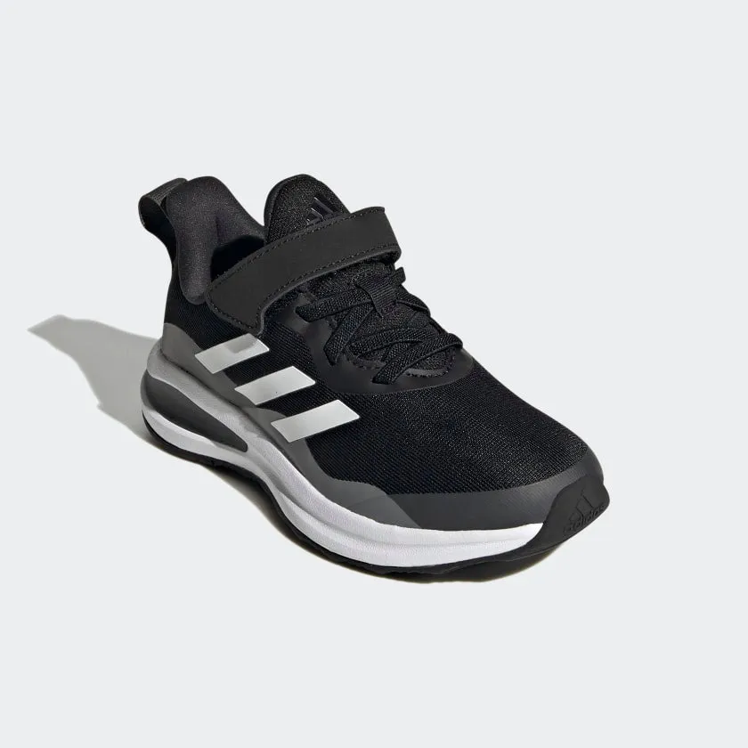 ADIDAS KIDS FORTARUN ELASTIC LACE TOP STRAP RUNNING SHOES - Core Black / Cloud White / Grey Six