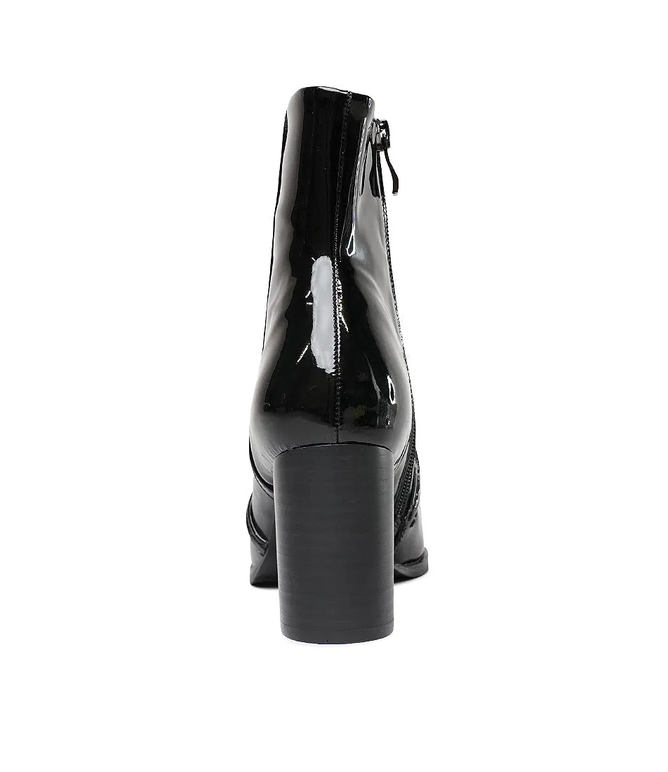 Anahi Black Patent Ankle Boots