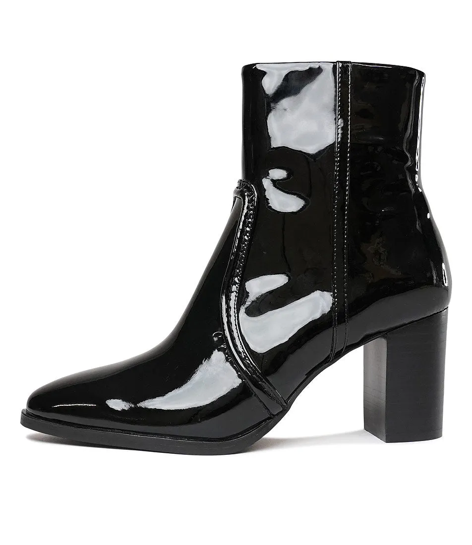 Anahi Black Patent Ankle Boots