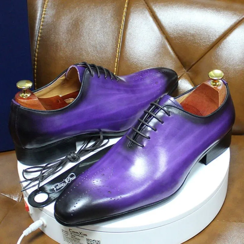 Artisan Hand-Dyed Cowhide Lace-Ups with Sheepskin Lining