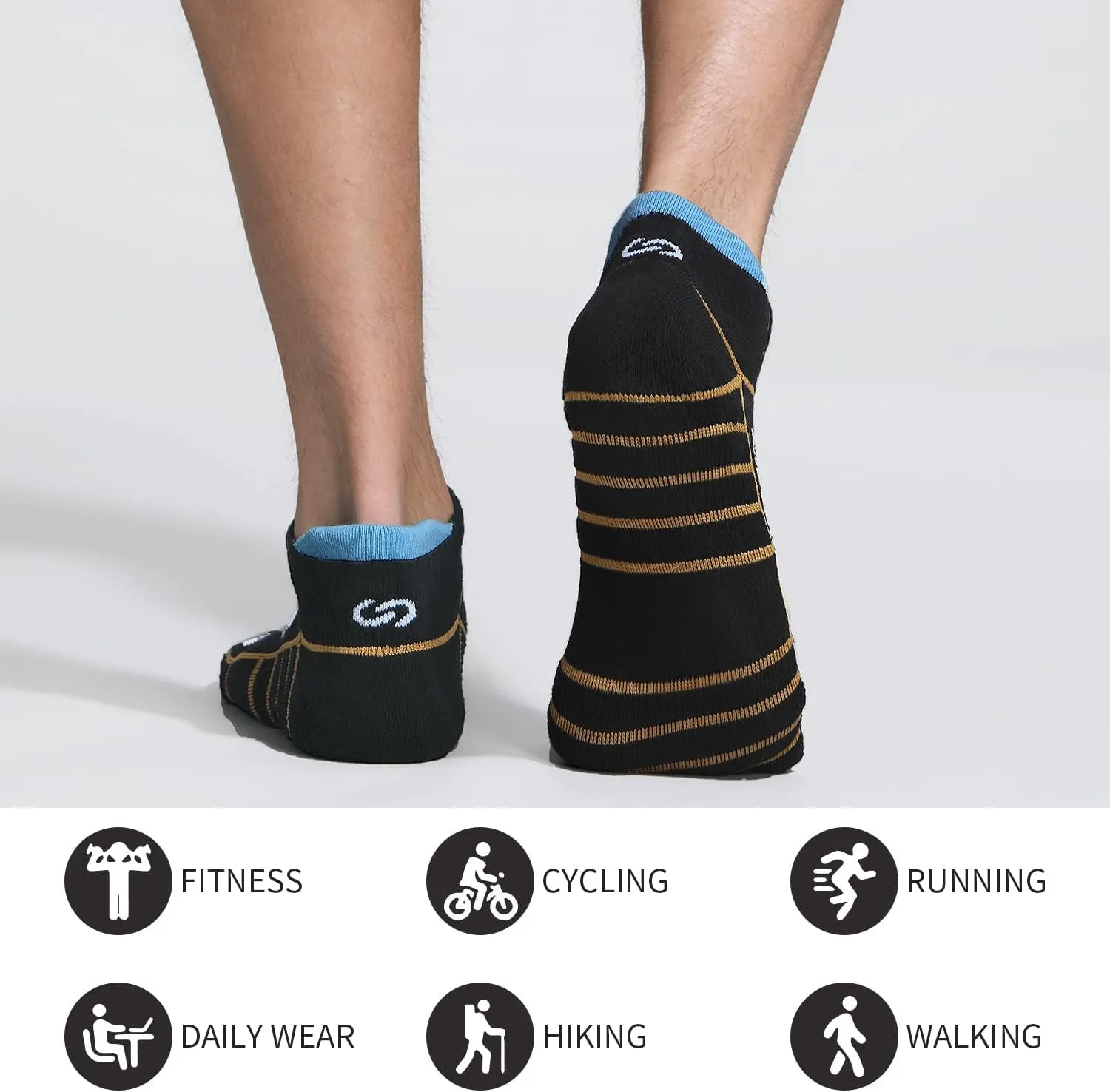 Athletic Running Ankle Socks, Low Cut Cushioned Anti-Blister Tab Sports Socks Men Women 6Pairs