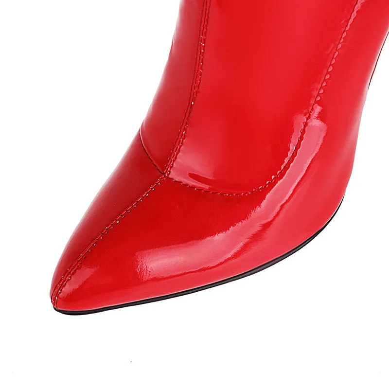Autumn And Winter Fine Heel Pointed Gauze Net Knee Thigh Boots