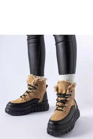 Beige ankle boots with a massive sole