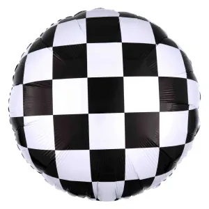 Black and White Checkered Foil Balloons | 18 INCH Round