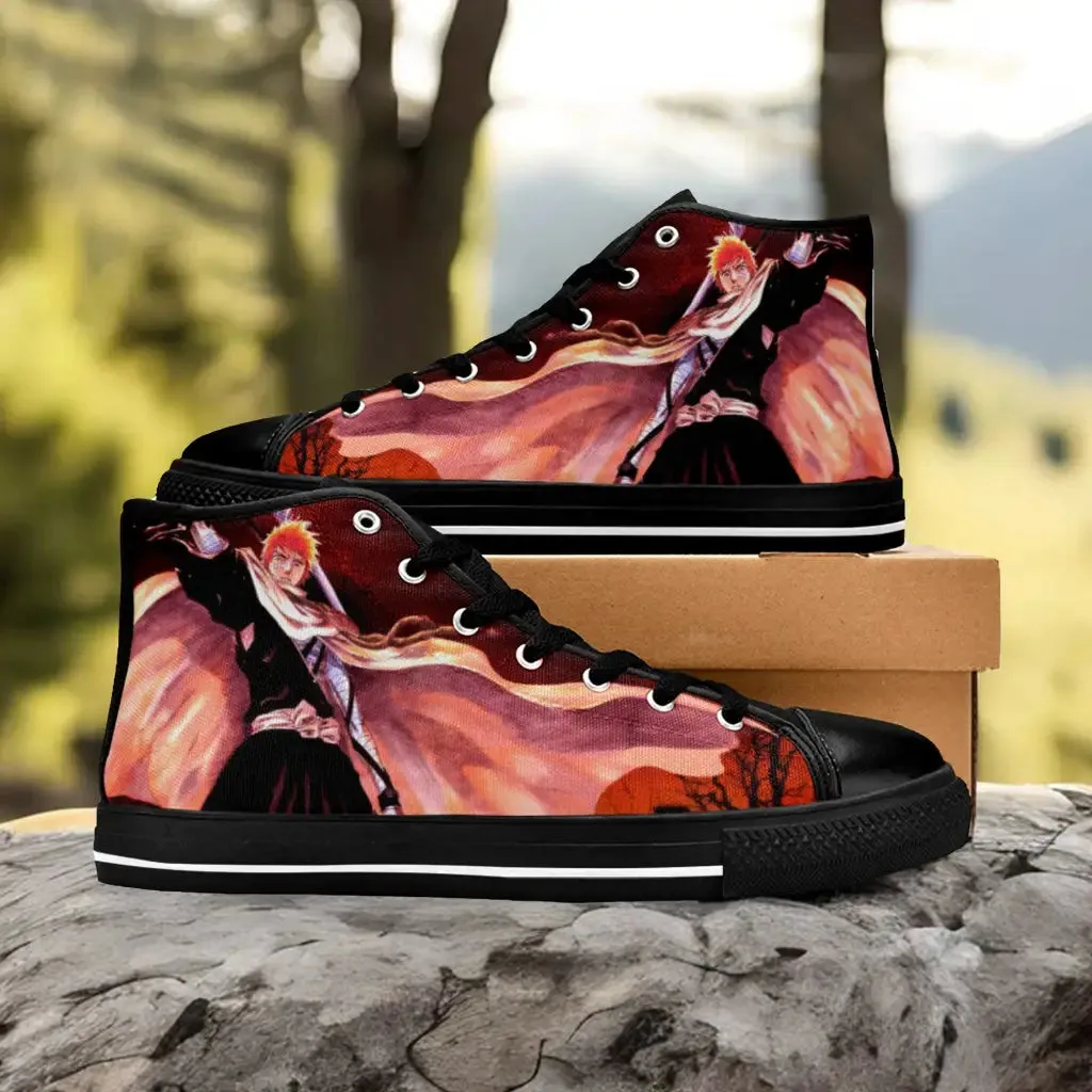 Bleach Kurosaki Ichigo Bankai Shoes High Top Sneakers for Kids and Adults