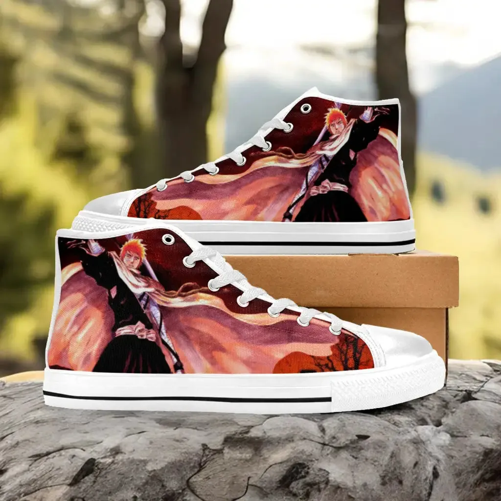 Bleach Kurosaki Ichigo Bankai Shoes High Top Sneakers for Kids and Adults