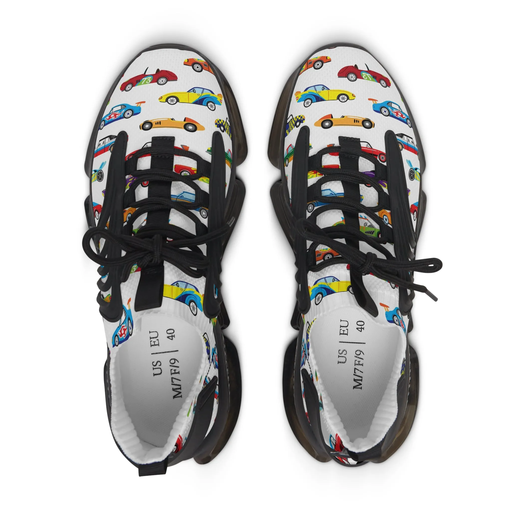 Colorful Race Cars Women's Mesh Sneakers
