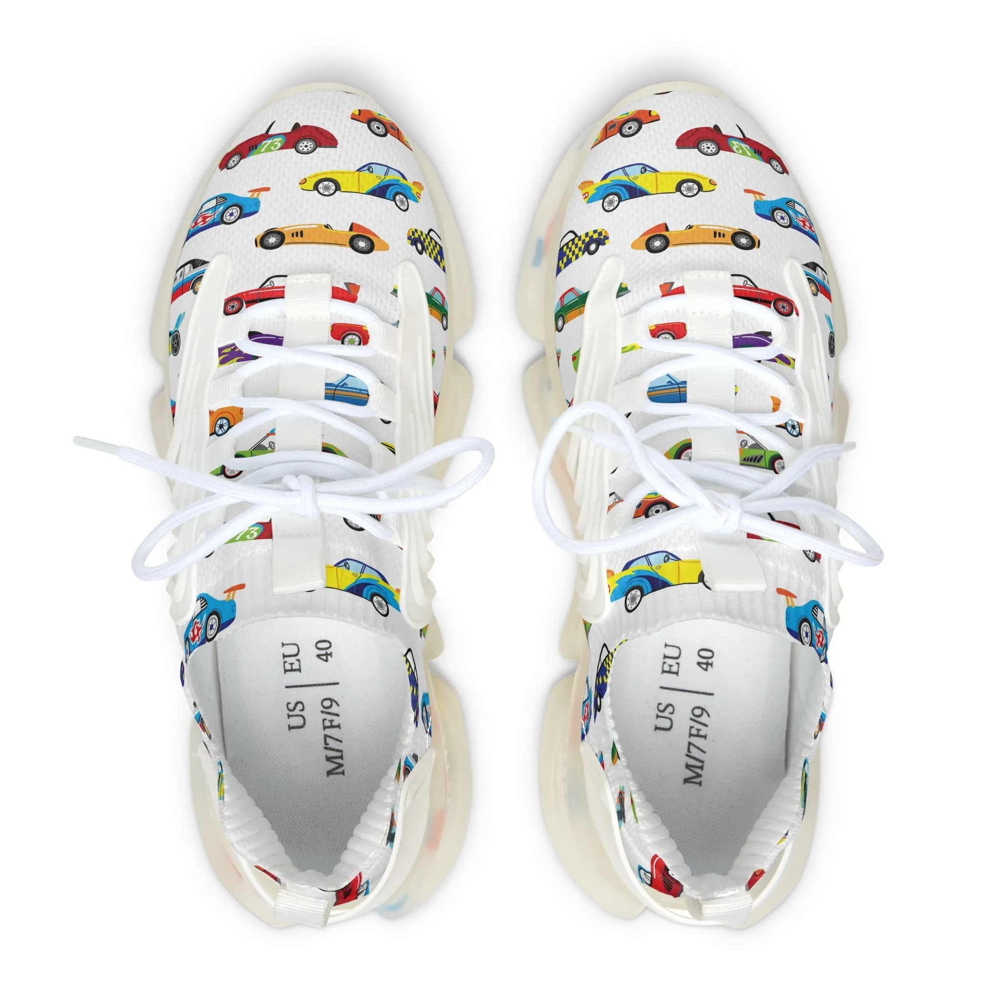 Colorful Race Cars Women's Mesh Sneakers