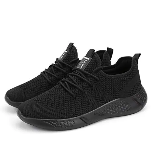 Damyuan Men's Athletic Walking Shoes Lightweight Gym Mesh Comfortable Trail Athletic Running Shoes Black,8
