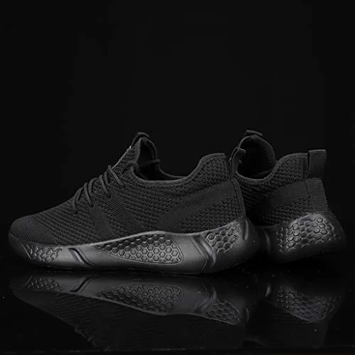 Damyuan Men's Athletic Walking Shoes Lightweight Gym Mesh Comfortable Trail Athletic Running Shoes Black,8