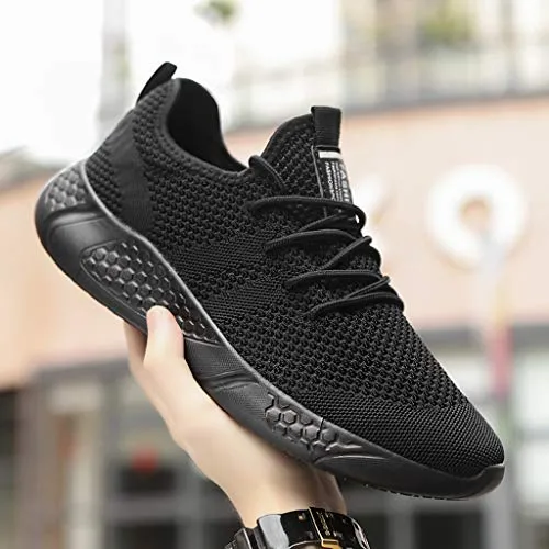Damyuan Men's Athletic Walking Shoes Lightweight Gym Mesh Comfortable Trail Athletic Running Shoes Black,8