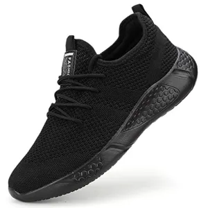 Damyuan Men's Athletic Walking Shoes Lightweight Gym Mesh Comfortable Trail Athletic Running Shoes Black,8