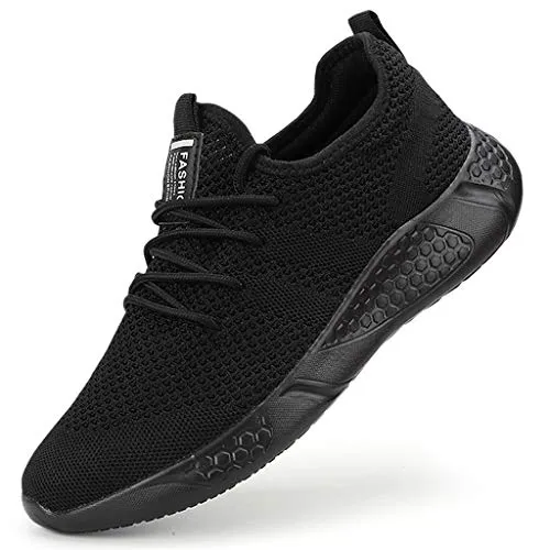 Damyuan Men's Athletic Walking Shoes Lightweight Gym Mesh Comfortable Trail Athletic Running Shoes Black,8
