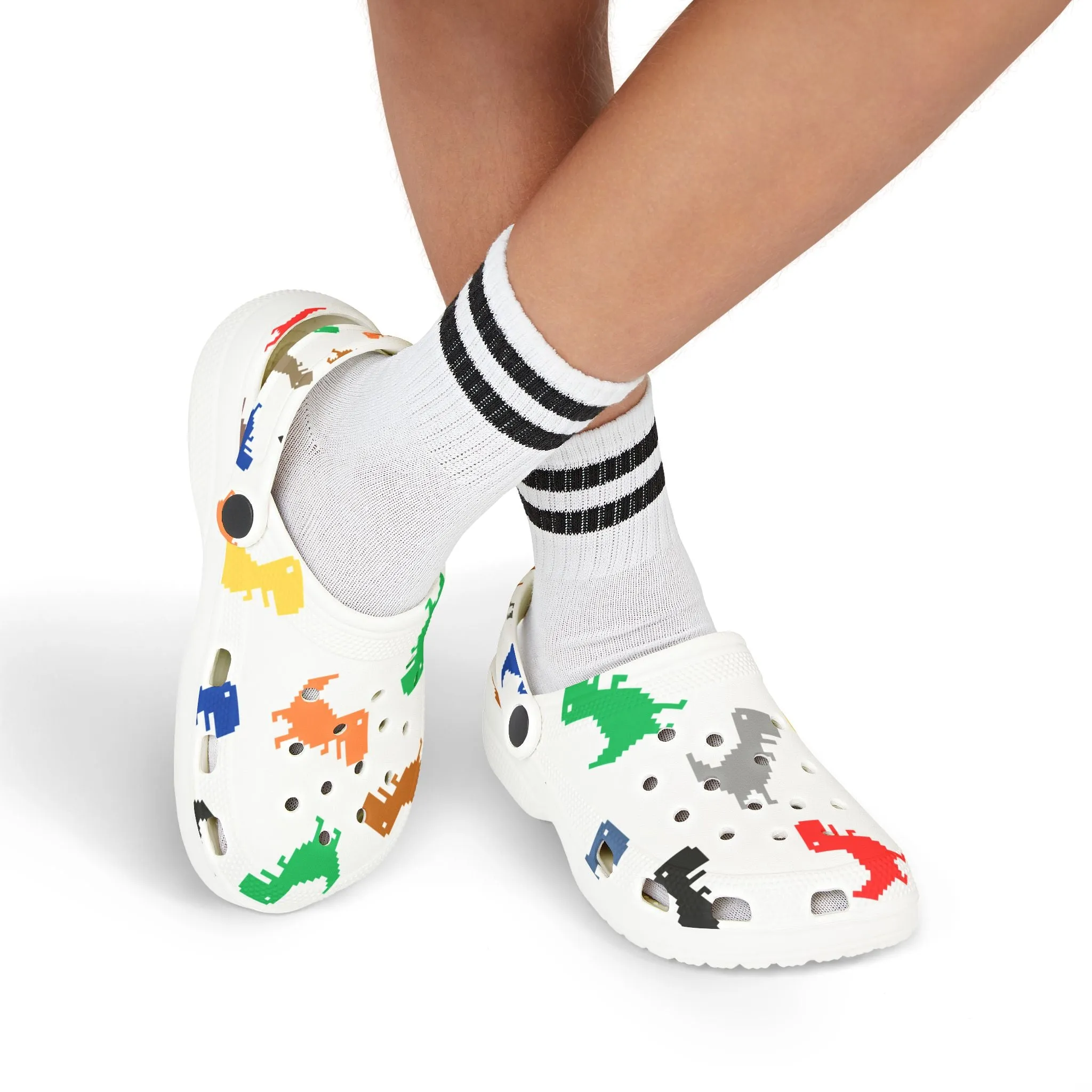 Dino Print Kid's EVA Foam Clogs, Fun Children's Footwear, Adjustable Summer Shoes, Great for Playtime, Gifts for Kids