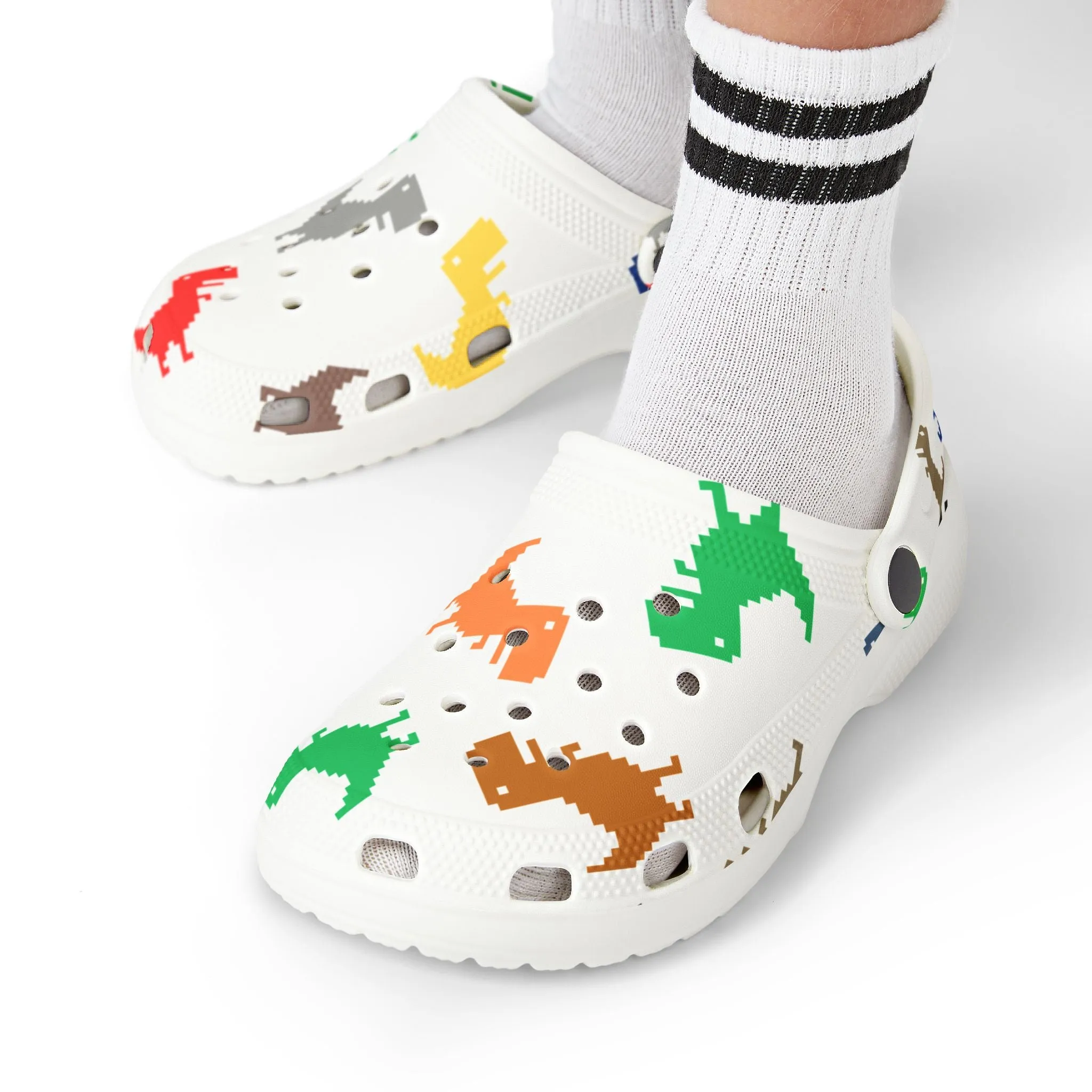 Dino Print Kid's EVA Foam Clogs, Fun Children's Footwear, Adjustable Summer Shoes, Great for Playtime, Gifts for Kids