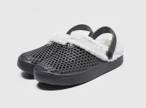 FitVille Men's Hollow Out Fur-lined Clogs