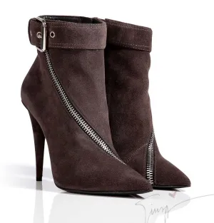 GIUSEPPE ZANOTTI BLACK SUEDE ANKLE BOOTS HEELS 38.5 UK 5.5 US 8.5
