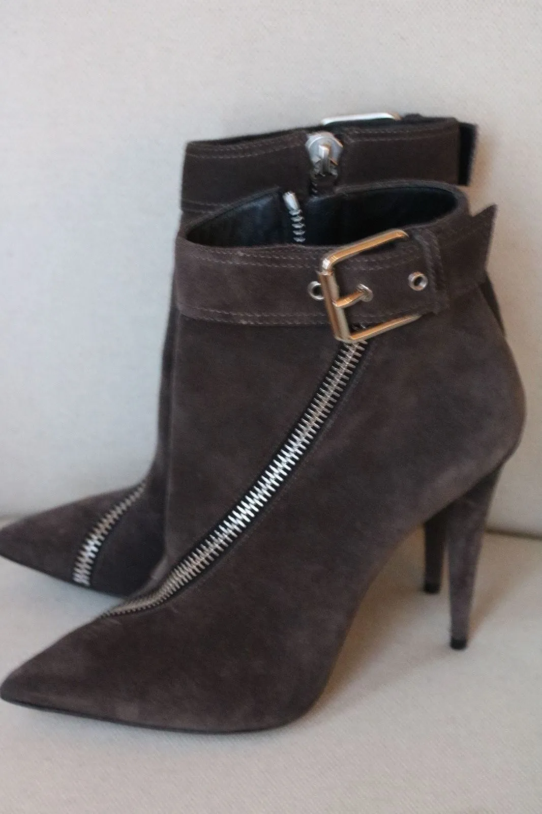 GIUSEPPE ZANOTTI BLACK SUEDE ANKLE BOOTS HEELS 38.5 UK 5.5 US 8.5