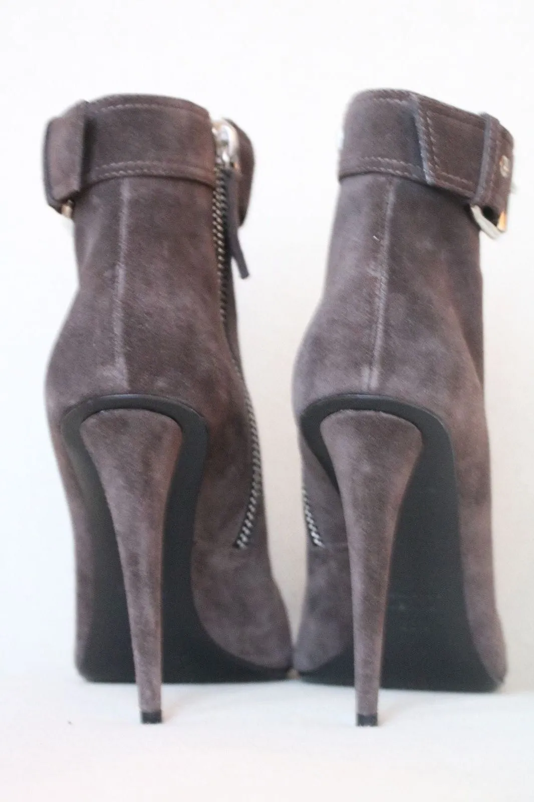GIUSEPPE ZANOTTI BLACK SUEDE ANKLE BOOTS HEELS 38.5 UK 5.5 US 8.5
