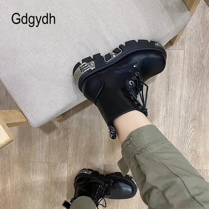Gothic Punk Platform Ankle Boots - Edgy and Stylish