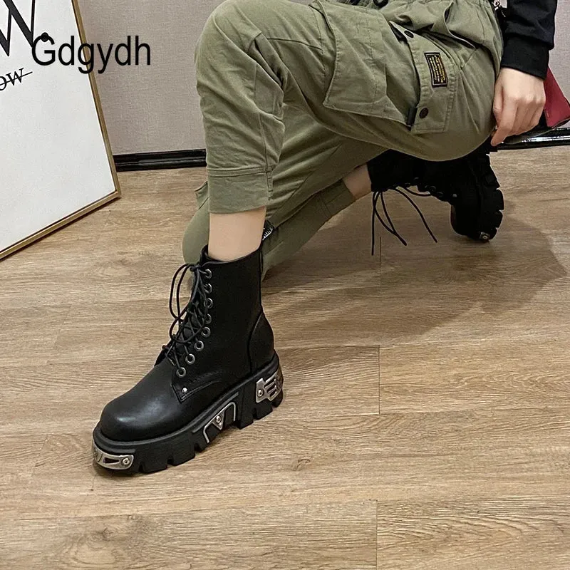 Gothic Punk Platform Ankle Boots - Edgy and Stylish