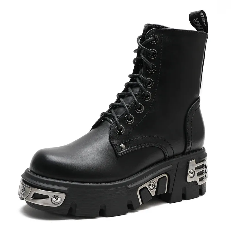 Gothic Punk Platform Ankle Boots - Edgy and Stylish