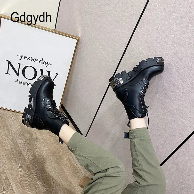 Gothic Punk Platform Ankle Boots - Edgy and Stylish