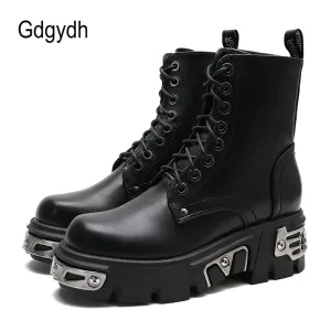 Gothic Punk Platform Ankle Boots - Edgy and Stylish