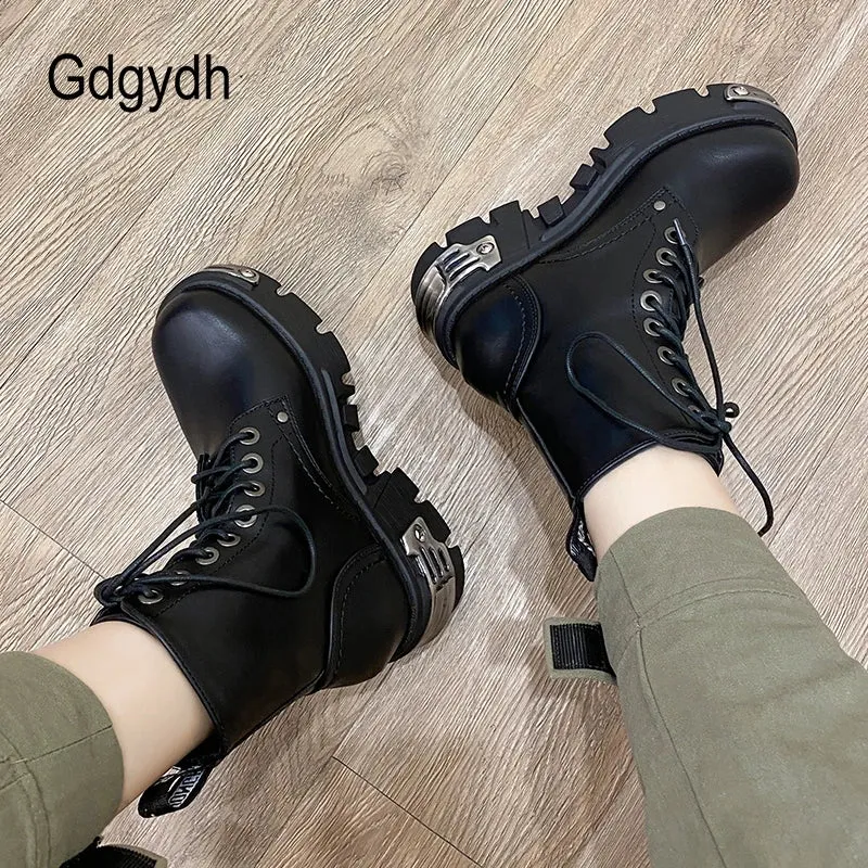 Gothic Punk Platform Ankle Boots - Edgy and Stylish