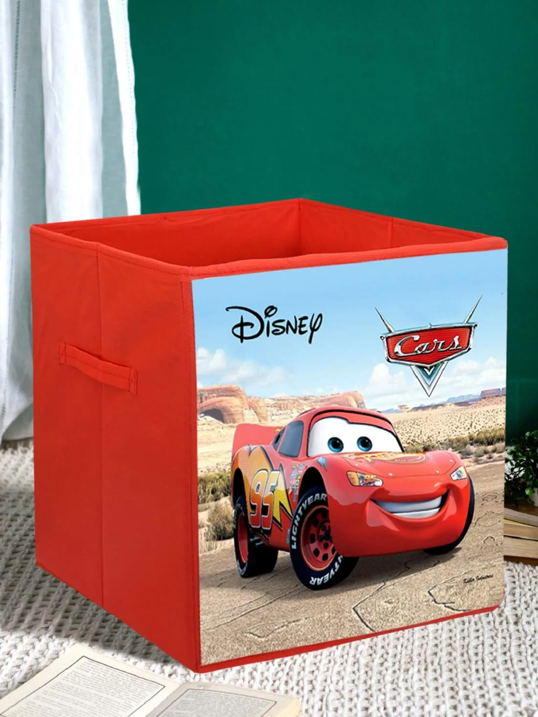 Kuber Industries Disney Print Non Woven Fabric 3 Pieces Foldable Large Size Storage Cube Toy, Books, Shoes Storage Box with Handle (Black & Brown & Pink) KUBMART02367