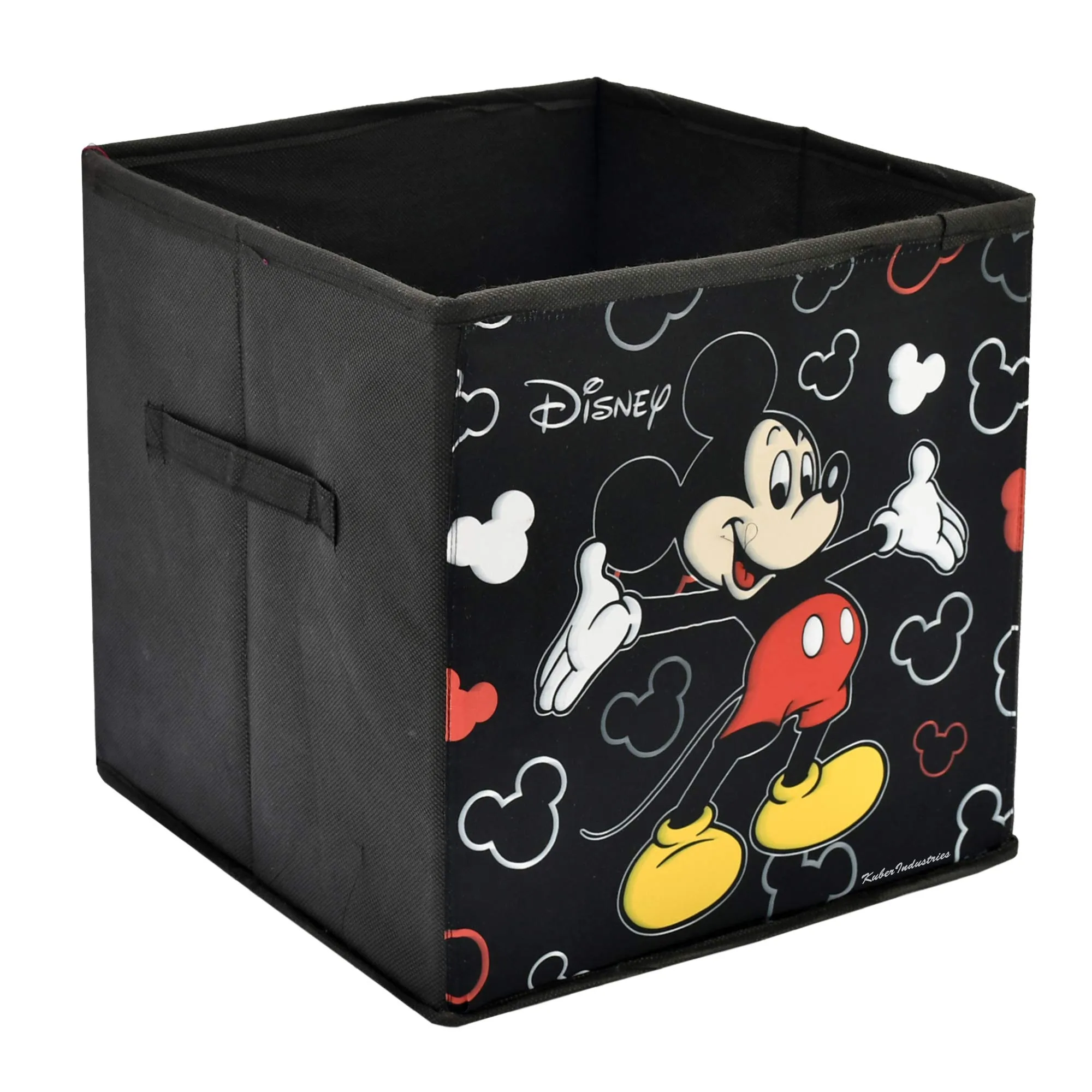 Kuber Industries Disney Print Non Woven Fabric 3 Pieces Foldable Large Size Storage Cube Toy, Books, Shoes Storage Box with Handle (Black & Brown & Pink) KUBMART02367